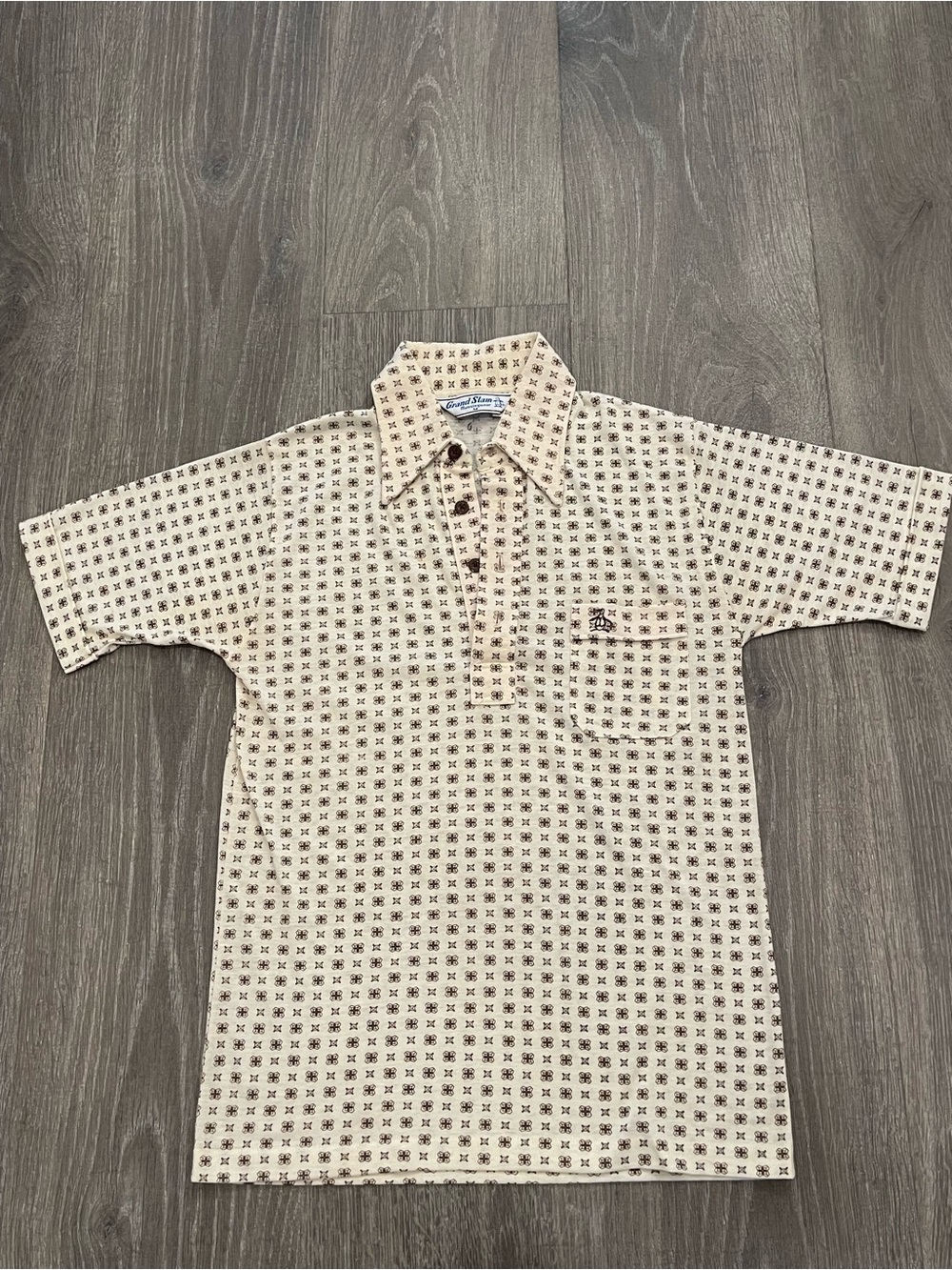 Vintage Grand Slam Munsingwear Men’s M Beige/Brown Polo Short Sleeve Made in USA